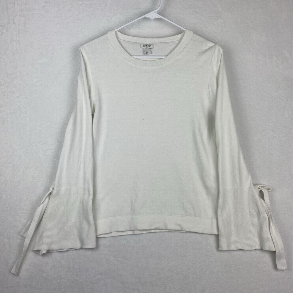 J. Crew Sweater Womens Small White Bell Sleeve Scoop Neck Lightweight Pullover